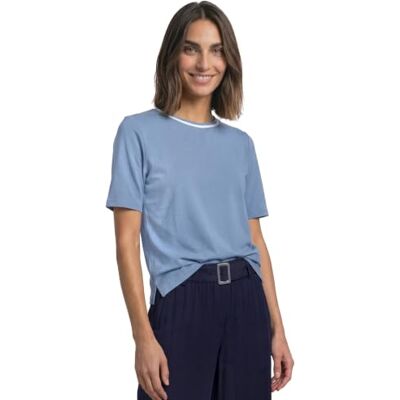 Street One Maglietta da Donna 3231103 con Scollo Rotondo e Dettagli a Contrasto, Blu (Northern Blue), 40 Street One Maglietta da Donna 3231103 con Scollo Rotondo e Dettagli a Contrasto, Blu (Northern Blue), 40