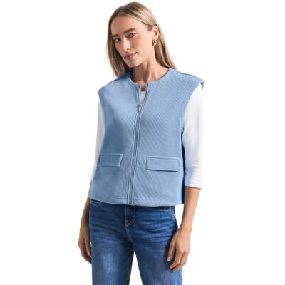 Street One Gilet da Donna con Scollo Rotondo Effetto Velluto a Coste 3231510, Blu (Northern Blue), 42 Street One Gilet da Donna con Scollo Rotondo Effetto Velluto a Coste 3231510, Blu (Northern Blue), 42