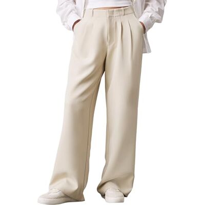Calvin Klein Donna Pantaloni in Tessuto Stretch Crepe Straight Pant Eleganti, Beige (Pelican), 24W Calvin Klein Donna Pantaloni in Tessuto Stretch Crepe Straight Pant Eleganti, Beige (Pelican), 24W
