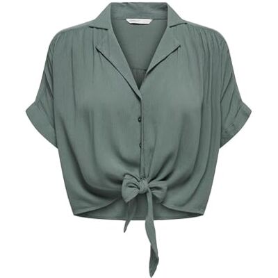 Only Onlpaula Life S/S Tie Shirt Wvn Noos, Camicia a maniche corte Donna, Balsamo Verde, M Only Onlpaula Life S/S Tie Shirt Wvn Noos, Camicia a maniche corte Donna, Balsamo Verde, M