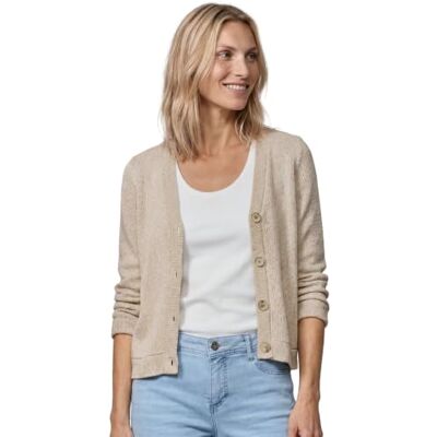 Street One Giacca da Donna a Maniche Lunghe, Effetto Maglia, con Glitter, 3231040, Confezione da 1 Pezzo, Argilla Sabbia, 48 Street One Giacca da Donna a Maniche Lunghe, Effetto Maglia, con Glitter, 3231040, Confezione da 1 Pezzo, Argilla Sabbia, 48