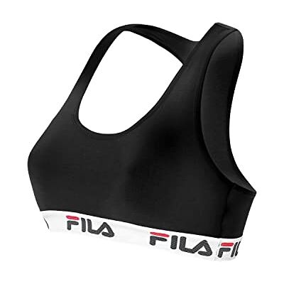 Fila Reggiseno Donna Cotone, Reggiseno Sportivo, Senza Ferretto, Nero, Taglie XL Fila Reggiseno Donna Cotone, Reggiseno Sportivo, Senza Ferretto, Nero, Taglie XL