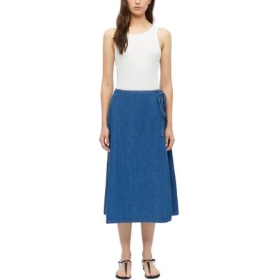 s.Oliver Gonna da Donna, vestibilità Regolare, Denim, Vita Alta, Lunghezza Midi con Laccetto e Passanti per Cintura, per Le Vacanze s.Oliver Gonna da Donna, vestibilità Regolare, Denim, Vita Alta, Lunghezza Midi con Laccetto e Passanti per Cintura, per Le Vacanze