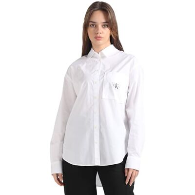 Calvin Klein Jeans Top in Tessuto da Donna, Bright White, M Calvin Klein Jeans Top in Tessuto da Donna, Bright White, M