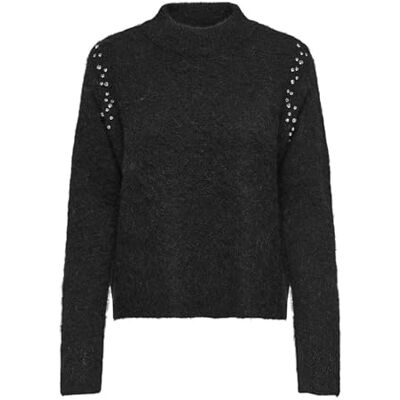 Only Onlrina Life LS Rhinestone Collo Alto Knt, Nero, XL Only Onlrina Life LS Rhinestone Collo Alto Knt, Nero, XL