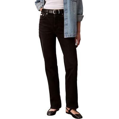 Calvin Klein Donna Jeans Straight Midnight Vita Alta, Nero (Midnight Black), 25W/30L Calvin Klein Donna Jeans Straight Midnight Vita Alta, Nero (Midnight Black), 25W/30L