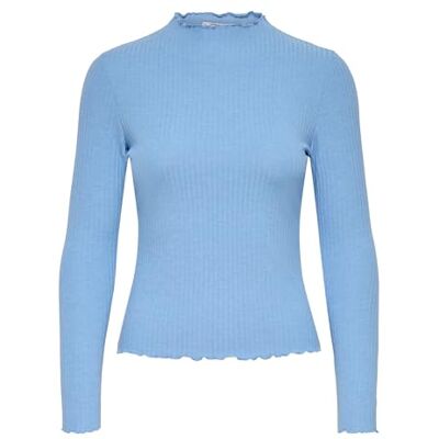 Only Onlemma Top Noos Jrs L/S a Collo Alto, Blu Oltremare, S Only Onlemma Top Noos Jrs L/S a Collo Alto, Blu Oltremare, S