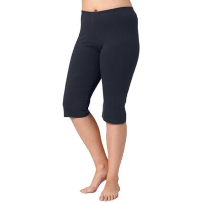 Ulla Popken Pantaloni Capri da Donna, Taglie Forti Fino a 68, Tinta Unita, Facili da Pulire e Confortevoli, Lunghezza 3/4, Blu Marino, 62-64 Ulla Popken Pantaloni Capri da Donna, Taglie Forti Fino a 68, Tinta Unita, Facili da Pulire e Confortevoli, Lunghezza 3/4, Blu Marino, 62-64