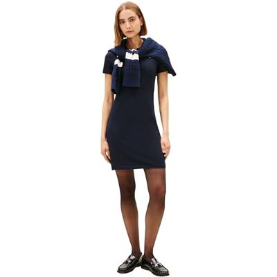 Tommy Hilfiger Donna Abito a Polo 1985 Pique Slim Fit, Blu (Desert Sky), XL Tommy Hilfiger Donna Abito a Polo 1985 Pique Slim Fit, Blu (Desert Sky), XL