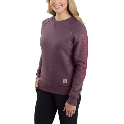 Carhartt Relaxed Fit Midweight Crewneck Block Logo Sleeve Graphic Sweatshirt Maglia di Tuta, Donna Viola (Blackberry Heather), S Carhartt Relaxed Fit Midweight Crewneck Block Logo Sleeve Graphic Sweatshirt Maglia di Tuta, Donna Viola (Blackberry Heather), S