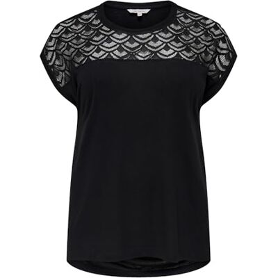 Only Carmakoma Maglietta da Donna Carflake S/S Mix Top Noos, Nero, L Only Carmakoma Maglietta da Donna Carflake S/S Mix Top Noos, Nero, L