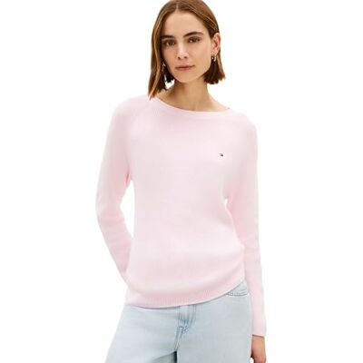 Tommy Hilfiger Donna Pullover Cardi Fine con Scollo a Barca, Rosa (Light Pink), XL Tommy Hilfiger Donna Pullover Cardi Fine con Scollo a Barca, Rosa (Light Pink), XL