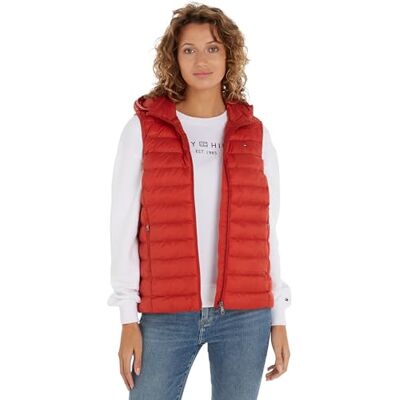 Tommy Hilfiger Gilet Donna Padded Global Stripe Gilet Imbottito, Rosso (Terra Red), XXS Tommy Hilfiger Gilet Donna Padded Global Stripe Gilet Imbottito, Rosso (Terra Red), XXS