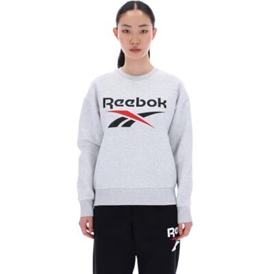 Reebok Reagan Oversized Girocollo Felpa da Donna, Silver Marl, M Reebok Reagan Oversized Girocollo Felpa da Donna, Silver Marl, M