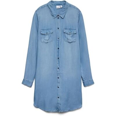 Vero Moda Vmsilla Ls Short Dress Lt Bl Noos Ga, Vestito Donna, Blu (Light Blue), XS Vero Moda Vmsilla Ls Short Dress Lt Bl Noos Ga, Vestito Donna, Blu (Light Blue), XS