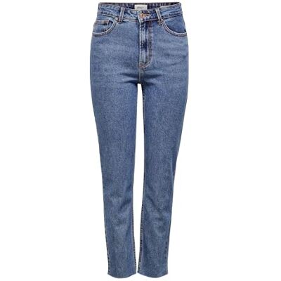Only Onlemily Hw St Raw Jns Db Mae 0005 Noos, Jeans straight Donna, Blu (Dark Blue Denim Dark Blue Denim), 32W / 32L Only Onlemily Hw St Raw Jns Db Mae 0005 Noos, Jeans straight Donna, Blu (Dark Blue Denim Dark Blue Denim), 32W / 32L