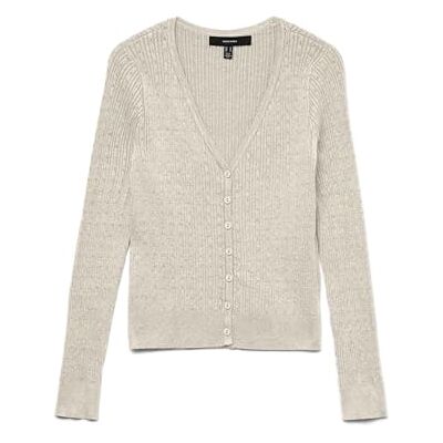 Vero Moda Vmsilje LS V-Neck Pointelle Cardi Noos, Betulla, XL Donna Vero Moda Vmsilje LS V-Neck Pointelle Cardi Noos, Betulla, XL Donna