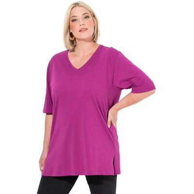 Ulla Popken Maglietta a Maniche Corte da Donna, a Maniche Corte, con Scollo a V, Bacca, 56/58 IT Ulla Popken Maglietta a Maniche Corte da Donna, a Maniche Corte, con Scollo a V, Bacca, 56/58 IT