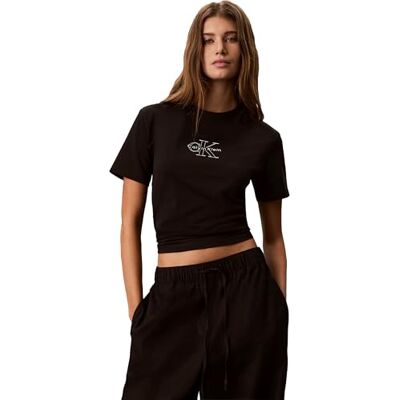 Calvin Klein SS Classic Seasonal Monologo Tee Magliette grafiche, Black (Black), XL Donna Calvin Klein SS Classic Seasonal Monologo Tee Magliette grafiche, Black (Black), XL Donna