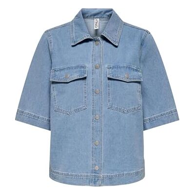 Only Camicia in Jeans ONLBELLE, Blu Jeans Scuro, L Only Camicia in Jeans ONLBELLE, Blu Jeans Scuro, L