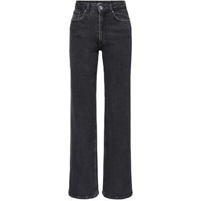 Only Jeans da Donna a Vita Alta ONLJuicy Wide, Denim Nero, 27W x 30L Only Jeans da Donna a Vita Alta ONLJuicy Wide, Denim Nero, 27W x 30L