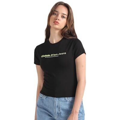 Calvin Klein Jeans Magliette S/S Donna, CK Black, S Calvin Klein Jeans Magliette S/S Donna, CK Black, S