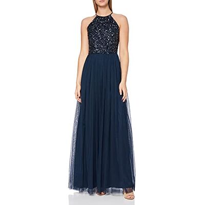 Maya Deluxe Maxi Abito da Damigella d'Onore con Scollo all'Americana e Paillettes Impreziosito da Balli di fine Anno, Laurea Matrimonio Vestito, Marina Militare, 38 Donna Maya Deluxe Maxi Abito da Damigella d'Onore con Scollo all'Americana e Paillettes Impreziosito da Balli di fine Anno, Laurea Matrimonio Vestito, Marina Militare, 38 Donna
