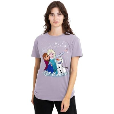 Disney Elsa Anna Olaf Let It Snow T-Shirt Donna, Lavanda, M Disney Elsa Anna Olaf Let It Snow T-Shirt Donna, Lavanda, M