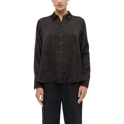 s.Oliver Camicia da Donna con Polsini, Stampa su Tutta la Superficie Marrone, 48 s.Oliver Camicia da Donna con Polsini, Stampa su Tutta la Superficie Marrone, 48