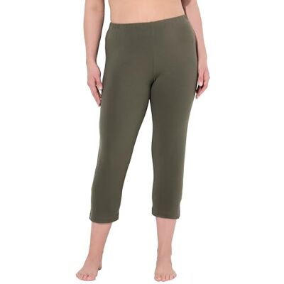 Ulla Popken Pantaloni Capri da Donna, Taglie Forti, Taglie Forti, Lunghezza 7/8, Elastico in Vita, Fino alla Taglia 66/68, Verde Oliva/Grigio, 32W x 32L Ulla Popken Pantaloni Capri da Donna, Taglie Forti, Taglie Forti, Lunghezza 7/8, Elastico in Vita, Fino alla Taglia 66/68, Verde Oliva/Grigio, 32W x 32L