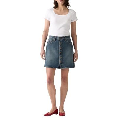 Levis Retro Button Front Skirt Eight Track Ski, Eight Track Skirt, 28W Levis Retro Button Front Skirt Eight Track Ski, Eight Track Skirt, 28W