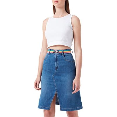 Moschino Light Linen-Tencel Blend Denim, Gonna da Donna, Medium Blue Denim, 40 Moschino Light Linen-Tencel Blend Denim, Gonna da Donna, Medium Blue Denim, 40