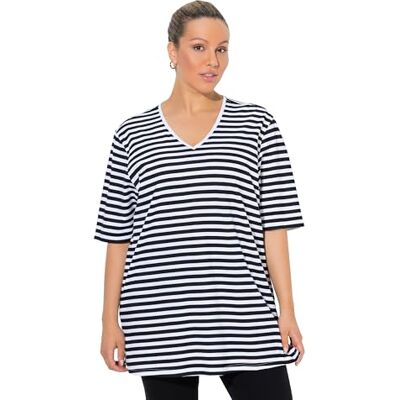 Ulla Popken Maglietta da Donna Taglie Forti, Taglie Forti, Basic, a V, a Strisce Ulla Popken Maglietta da Donna Taglie Forti, Taglie Forti, Basic, a V, a Strisce