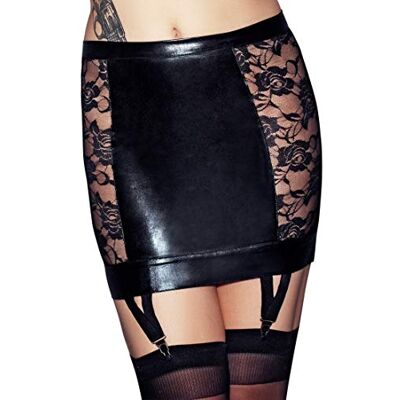 7 Heaven Lorena Wetlook And Lace Garter Skirt, Nero, Taglia Xl 100 Gr 7 Heaven Lorena Wetlook And Lace Garter Skirt, Nero, Taglia Xl 100 Gr