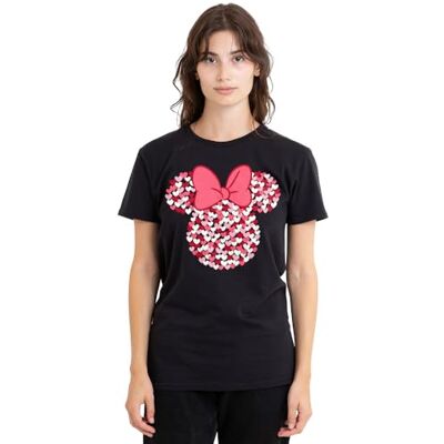 Minnie Mouse Valentine's Day Heart Ears Silhouette T-Shirt Donna, Nero, M Minnie Mouse Valentine's Day Heart Ears Silhouette T-Shirt Donna, Nero, M
