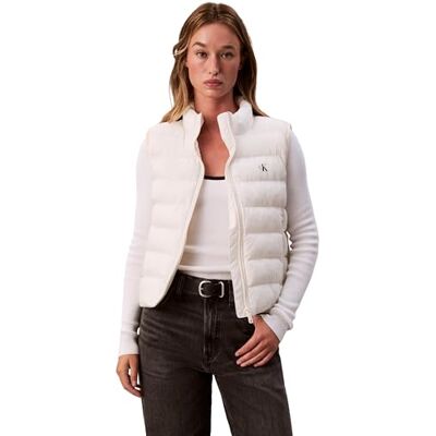 Calvin Klein Donna Gilet Lightweight Quilted con Zip, Beige (Tofu), M Calvin Klein Donna Gilet Lightweight Quilted con Zip, Beige (Tofu), M