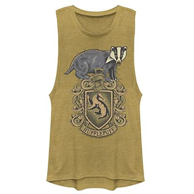 Harry Potter Camicia da Donna con Stemma della casa di Tassorosso, Oro Heather, M Harry Potter Camicia da Donna con Stemma della casa di Tassorosso, Oro Heather, M