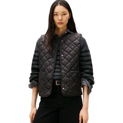 Tommy Hilfiger Donna Gilet Padded Quilted Gilet Imbottito, Nero (Black), XL Tommy Hilfiger Donna Gilet Padded Quilted Gilet Imbottito, Nero (Black), XL