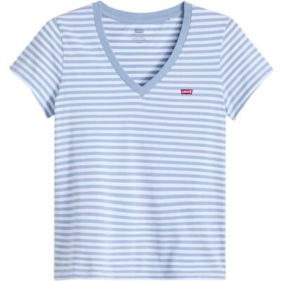 Levis The Perfect V-Neck, T-Shirt Donna, Raita Stripe Dusty Blue, S Levis The Perfect V-Neck, T-Shirt Donna, Raita Stripe Dusty Blue, S