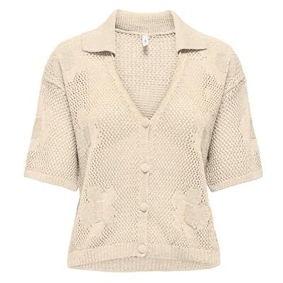 Only Onlceline Life SS Glitter Mesh Cardi Knt, Natur, L Donna Only Onlceline Life SS Glitter Mesh Cardi Knt, Natur, L Donna