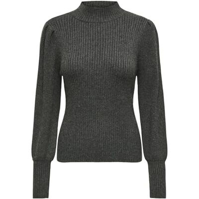 Only Maglione a Maglia Femminile Collo Alto, Grigio Scuro mélange, S Only Maglione a Maglia Femminile Collo Alto, Grigio Scuro mélange, S