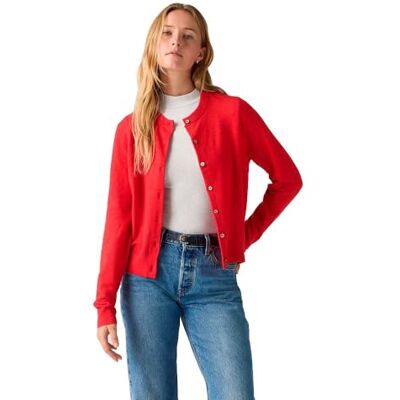 Levis Cardigan da Donna Tara Super Soft Girocollo Cardi, Rosso Vivo, XS Levis Cardigan da Donna Tara Super Soft Girocollo Cardi, Rosso Vivo, XS