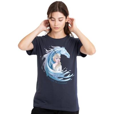 Disney Believe in Yourself Elsa And Nokk, The Water Spirit T-Shirt Donna, Blu Navy Profondo, M Disney Believe in Yourself Elsa And Nokk, The Water Spirit T-Shirt Donna, Blu Navy Profondo, M