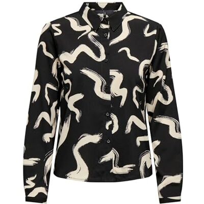 Only Onlnova Life Elite L/S Maya-Maglietta Camicia da Donna, Black/AOP:587 Yoko, M Only Onlnova Life Elite L/S Maya-Maglietta Camicia da Donna, Black/AOP:587 Yoko, M