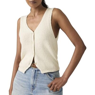 Levis Helen Mini Boucle Vest Pullover Maglione, Tofu, XS Levis Helen Mini Boucle Vest Pullover Maglione, Tofu, XS