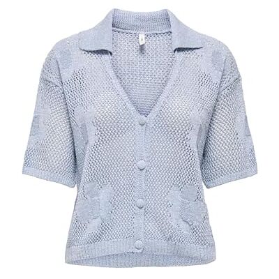 Only Onlceline Life SS Glitter Mesh Cardi Knt, Soft Chambray, L Donna Only Onlceline Life SS Glitter Mesh Cardi Knt, Soft Chambray, L Donna