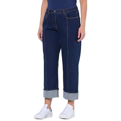 Ulla Popken Jeans da Donna Taglie Forti, Taglie Forti, Modello Mary, con Orlo, Gamba Larga e Dritta Ulla Popken Jeans da Donna Taglie Forti, Taglie Forti, Modello Mary, con Orlo, Gamba Larga e Dritta