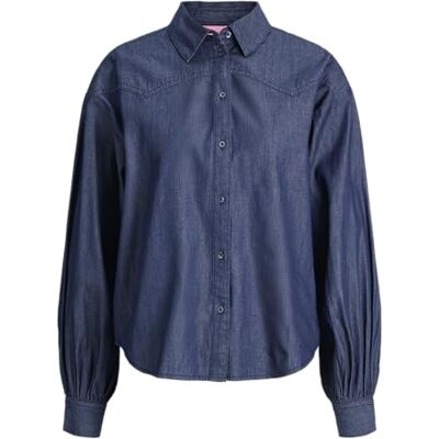 Jack & Jones Jxdebby Chambray LS Balloon Shirt Wvn, Denim Blu Scuro, XS Donna Jack & Jones Jxdebby Chambray LS Balloon Shirt Wvn, Denim Blu Scuro, XS Donna