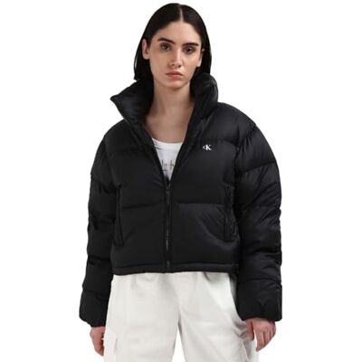 Calvin Klein Jeans Donna Piumino Down Cropped Puffer Corto, Nero (Ck Black), XL Calvin Klein Jeans Donna Piumino Down Cropped Puffer Corto, Nero (Ck Black), XL
