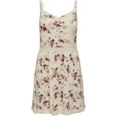 Only Onlkarmen Anne Life S/L Short Dress Wvn Noos Vestito, Rose Flower Creme Brulee, 40 IT Only Onlkarmen Anne Life S/L Short Dress Wvn Noos Vestito, Rose Flower Creme Brulee, 40 IT